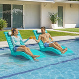 Compsia Pool Lounge Chairs Outdoor Set of 2，Aquawave Lounge Chair, HDPS Long Pool Chairs for in Pools, Weighted All Weather Tanning Chair with Headrest for Outside Beach Patio Sun Bathing Hotel, Blue