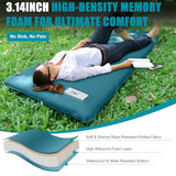 Self Inflating Sleeping Pad with Electric Pump for Camping, 3.14"Thick Memory Foam Sleeping Mats, Easy Inflate&Deflate,9.5 R-Value Insulated Camping Mattress with Pillow for Car Travel Tent, Dark Blue