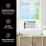 Whirlpool 5,000 BTU 115V Window Air Conditioner & Dehumidifier with Mechanical Controls, Window AC Unit for Apartment, Dorm Room, & Small Rooms up to 150 Square Feet in White