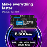 Crucial 64GB DDR5 RAM, 5200MHz (or 4800MHz) Laptop Memory Kit, SODIMM 262-Pin