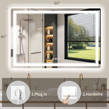 40"x60" LED Bathroom Mirror with Lights, Backlit + Front Lit, Anti-Fog