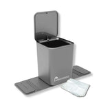 HAUSSIMPLE Car Trash Can with Stability Wings – Leakproof Portable Garbage Bin for Fabric & Rubber Mats – Compact Durable Plastic Auto Organizer for Cars, SUVs, Trucks (Gray with Lid, Medium)