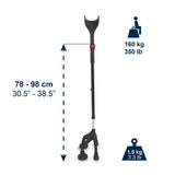 KMINA Quad Crutch for Women and Men (Sturdy 3.3 lbs), 4 Prong Forearm Crutches for Stability and Support, Adjustable and Ergonomic, Patented Design, Made in Europe