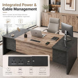 SAINTCY Executive Office Desk with Mobile File Cabinet, L Shaped Desk