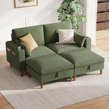 LINSY HOME 76" Modular Sectional Sofa with Storage