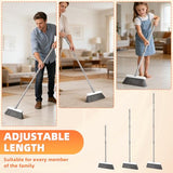 Broom and Dustpan Set, 51 inch Long Adjustable Handle Angle Broom and Dustpan Combo Set with Double Dustpan Teeth to Clean Hair for Home Kitchen Office Lobby, White&Grey