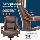 La-Z-Boy Delano Big & Tall Executive Office Chair, Ergonomic Mid-Back Body Pillow Lumbar Support, Chestnut Brown