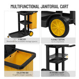 Commercial Traditional Cleaning 3-Shelf Janitorial Cart, 500 Lbs Capacity Housekeeping Cart
