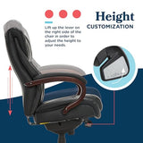 La-Z-Boy® Bellamy Executive Office Chair with Memory Foam Cushions, Real Wood Arms and Swivel Base, Black