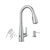 Moen Haelyn Spot Resist Stainless Touchless Single-Handle Pulldown Sprayer Kitchen Faucet with Soap Dispenser, Features Power Clean for a Faster Wash, 87627EWSRS
