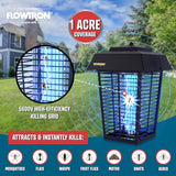 Flowtron Bug Zapper, 1 Acre of Outdoor Coverage with Powerful 40W Bulb & 5600V Instant Killing Grid, Electric Insect, Fly & Mosquito Zapper, Made in The USA