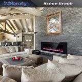 68 inch Electric Fireplace Recessed and Wall Mounted Insert