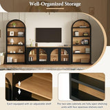 3-Piece Retro TV Stand for TVs Up to 70", Two-Tone Wood Grain
