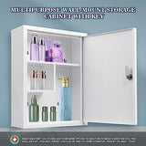 Wall Mount Locking Medicine Cabinet, Large Capacity First Aid Cabinet for Bathroom