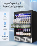 Feelfunn 24 Inch Beverage Refrigerator,180 Cans Outdoor Refrigerator
