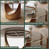POVISON Round Dining Table for 4, 51" Glass Tabletop Dining Table