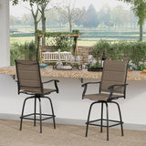 Sophia & William Outdoor Bar Stools Set of 2 with Padding, Swivel Bar Chairs, Tall Patio Chairs, Outdoor High Top Stools, Supports 300 lbs (Brown Fabric)