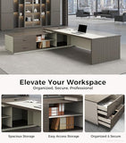 Anzhap 79" L-Shaped Executive Desk with Drawers, Large Modern Office Desk