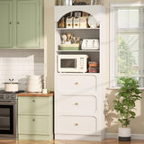 Cyclysio 80" Tall Bookshelf with 3 Drawers, Arched Bookcase with 3 Open Shelves