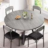 Jocoevol 51“ Round Kitchen Dining Room Table for 6-8, Circle Dining Dinner Table with Pedestal Metal Frame, Space Saving Wood