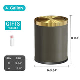 YOJIA 4 Gallon Bathroom Trash can with Swing Lid, Grey Gold