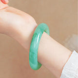 URED Certified Natural Ice Green Jade Bangle Bracelet for Women Luck Wealth