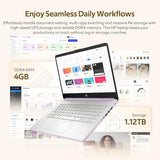 14" HD Student&Business Laptop with AI Copilot, 13th Gen Intel 4-Core, 4GB RAM, 1.12TB Storage (128GB UFS + 1TB Docking Station), 1 Year Office 365