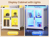 SEDETA L Shaped Gaming Desk with 4 Drawers, 109” Computer Desk with Display Cabinet