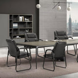 UOCFYK PU Leather Conference Room Chair, Tall Back Chairs with with Padded Arms and No Wheels, Guest Chair for Reception Waiting Room Black