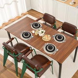 Rectangle Dining Table, 71 inch Length Large Wood Tables for 6-8 Person, Farmhouse Dinner Furniture, Rustic Conference Desk with Iron Legs