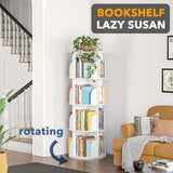 SpaceAid 4 Tier Rotating Bookshelf Tower, Spinning Bookcase Lazy Susan, Revolving 360 Book Shelf Storage Round Carousel