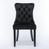 MOOLSUN Velvet Dining Chairs Set of 8, High Back Side Chairs, Modern Padded High-End Tufted Upholstered Chairs with Button-Tufted Back & Rear Pull Tabs, Solid Wood Legs E-Black(Solid Wood Legs)