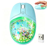 Wireless Bluetooth Mouse, Clear Aqua Water Glitter Liquid Sand Transparent Silent Mouse with Cute Puppy Pattern Inside,Portable for Laptop, iPad, PC, Chromebook,Gift for Girls, Women and Men