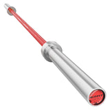 RitFit Elite 7ft Olympic Barbell, Robust 45lb Barbell for Weightlifting and Powerlifting, Superior Olympic Bar with Exceptional 500lbs Load Capacity, Weight Bar for 2” Standard Plates Sliver/Red