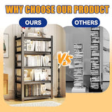 5-Tier Bookshelf, Metal Bookcase with Adjustable Storage Shelves