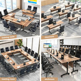 10 Pack Folding Conference Table,Modular Conference Room Table with Wheels,2-60 Person Modern Flip Top Nesting Mobile Tables,Space Saving
