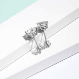 FANCIME Mothers Day Gifts 14k Solid White Gold Moissanite Stud Earrings Round 4 Prong Total 2 Carat Moissanite Earrings 6.5mm D-E Color VVS Clarity Fine Jewelry Gifts for Women
