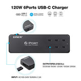 120W USB C Charging Station GaN 6 Port USB (100W Max) Desktop Charging Hub Block Fast Charger for MacBook Pro/Air, iPhone 17/16/16 Pro/15, Laptop, Tablet, iPad Pro, Galaxy and More, Black