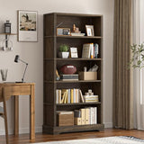 TVU 5-Tier Solid Wood Book Shelf, Floor Standing Bookcase, 65" H × 31.5" W × 11.8" D Bookshelf