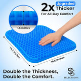 SelectSoma Double-Thick Gel Seat Cushion for Long Sitting Pressure Relief - Egg Seat Pad
