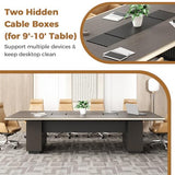 8FT Conference Table (94.5"×43.3"), Seats 6–8, with 1 Hidden Cable Box, 5cm Thick Top, Champagne Gold Aluminum Edge Trim
