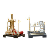 MechPuConToy Steam Engine Model with Boiler and GF-01 Workshop DIY Kit, SE-03 Full Metal Stationary Mill Beam Engine Steam Engine Model Kit That Works with Generator and Lamp Stand (65PCS)