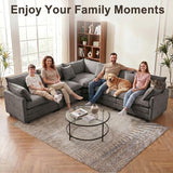 111.4" V-Shaped 5-Seat Sectional Cloud Couch, Chenille Soft Set, Grey