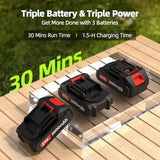 VASG Leaf Blower Cordless, 3 x 21V Batteries & Fast Charger Set, Variable Speed Mode, Lightweight Handheld Electric Leaf Blower for Lawn Care, Yard, Garden, Patio & Outdoor Cleanup