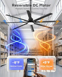 84" Aluminum Outdoor Ceiling Fan with Light, Industrial-Grade 8 Metal Blade