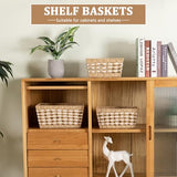 OIAHOMY Wicker Storage Baskets, Paper Rope Shelf Bins, Decortive Baskets for Organizing, Set of 3-Yellow & White