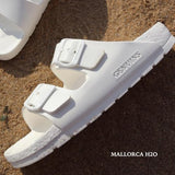 Genuins White Mallorca H2O Comfort Sandals, EVA Footbed with Adjustable Dual Buckle, Ergonomic Arch Support Slip On Lightweight Casual Summer Travel Beach Walking Footwear, 9 US Women / 7 US Men