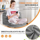 COMHOMA Cross Legged Office Chair with Wheels Armless-Office Desk Chair, Modern Vanity Computer Task Chairs for Home Bedroom, Gray