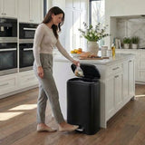 8 Gal Kitchen Trash Can, 30L Recycling or Garbage Bin, Brushed Stainless Steel Waste Basket