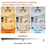 TALOYA 20 Inch Caged Ceiling Fans with Lights Chandelier Remote Control Flush Mount Low Profile for Bedroom Living Room Patio,Reversible, Oak